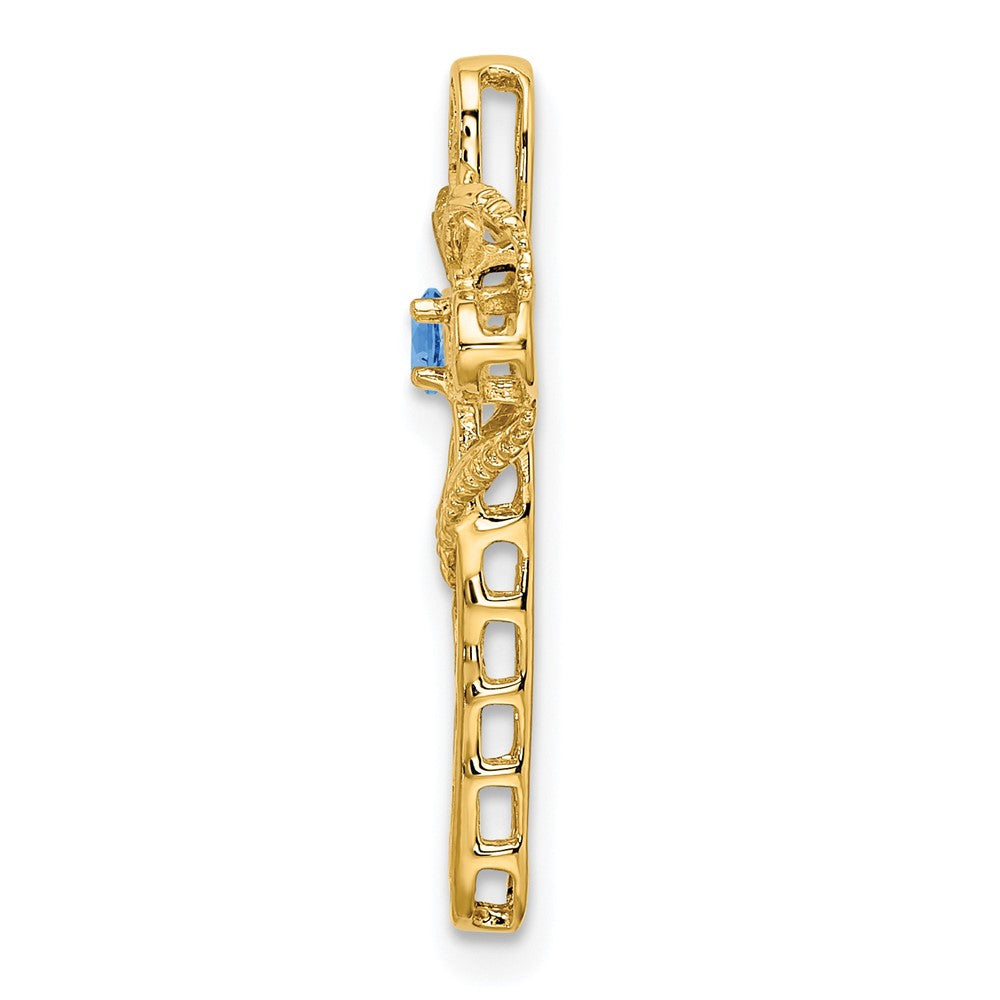 14K Yellow Gold Genuine 1 Stone Mother's Cross Pendant
