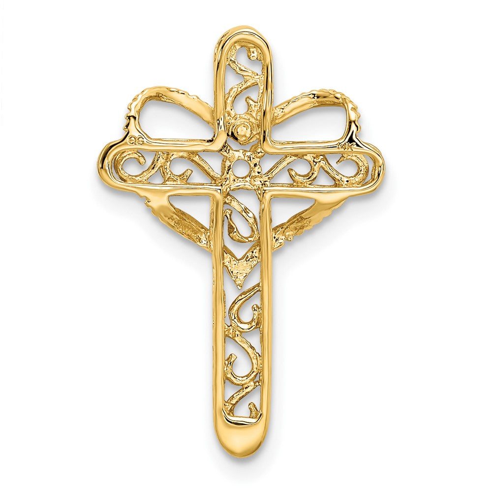 14K Yellow Gold Genuine 1 Stone Mother's Cross Pendant