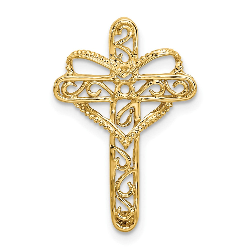 14K Yellow Gold Genuine 1 Stone Mother's Cross Pendant