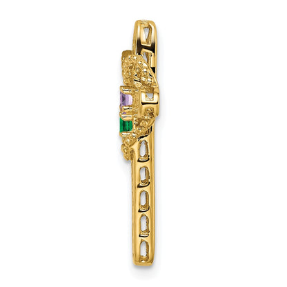 14K Yellow Gold Synthetic Diamond Family Jewelry Pendant
