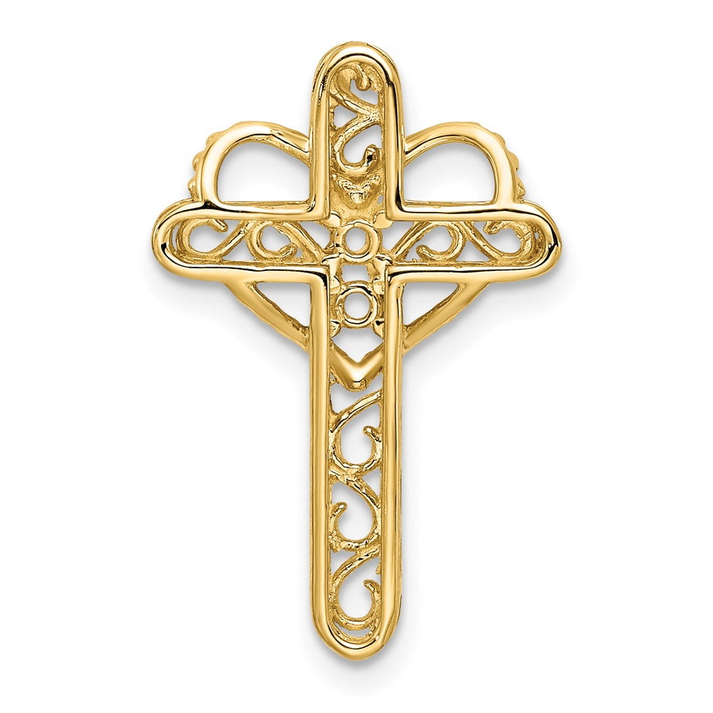 14K Yellow Gold Genuine 2 Stone Mother's Cross Pendant