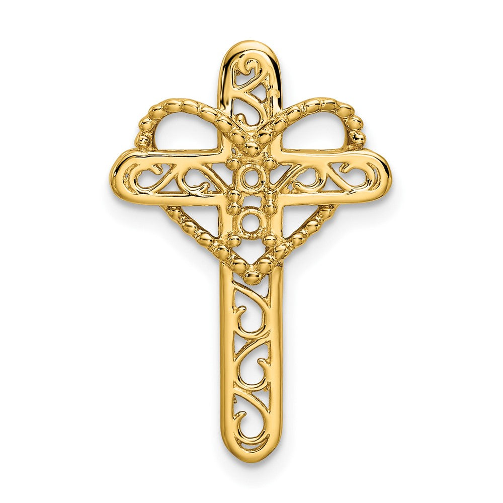14K Yellow Gold Genuine 2 Stone Mother's Cross Pendant