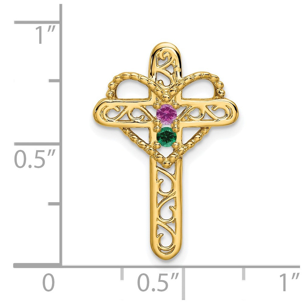 14K Yellow Gold Synthetic Diamond Family Jewelry Pendant