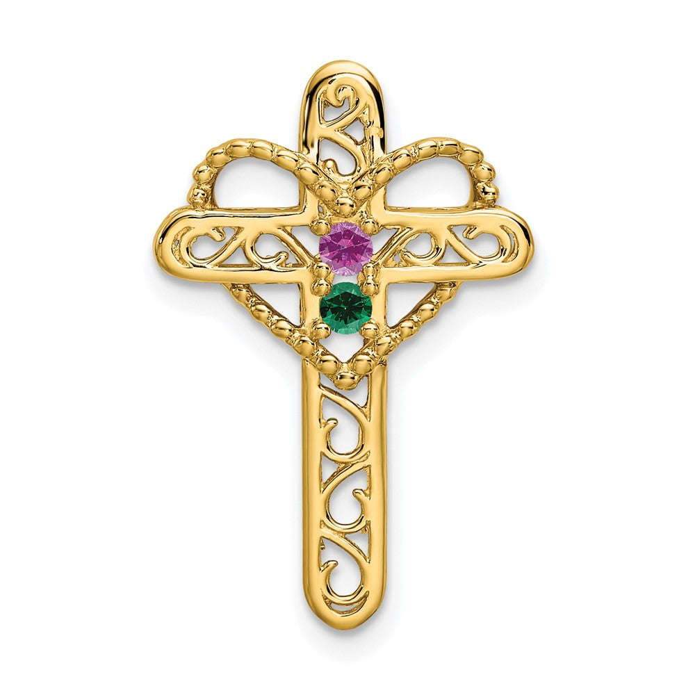 14K Yellow Gold Synthetic Diamond Family Jewelry Pendant