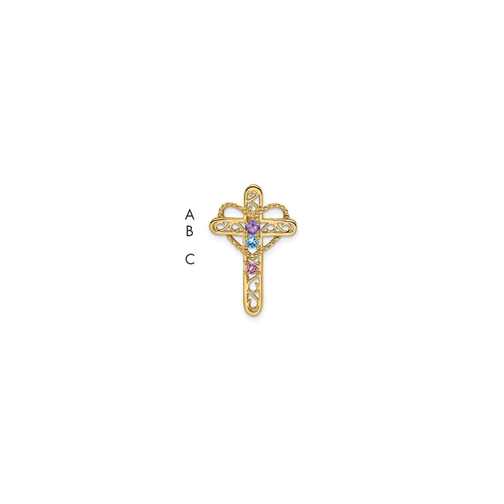 14K Yellow Gold Synthetic Diamond Family Jewelry Pendant