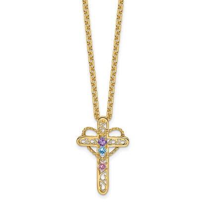 14K Yellow Gold Synthetic Diamond Family Jewelry Pendant