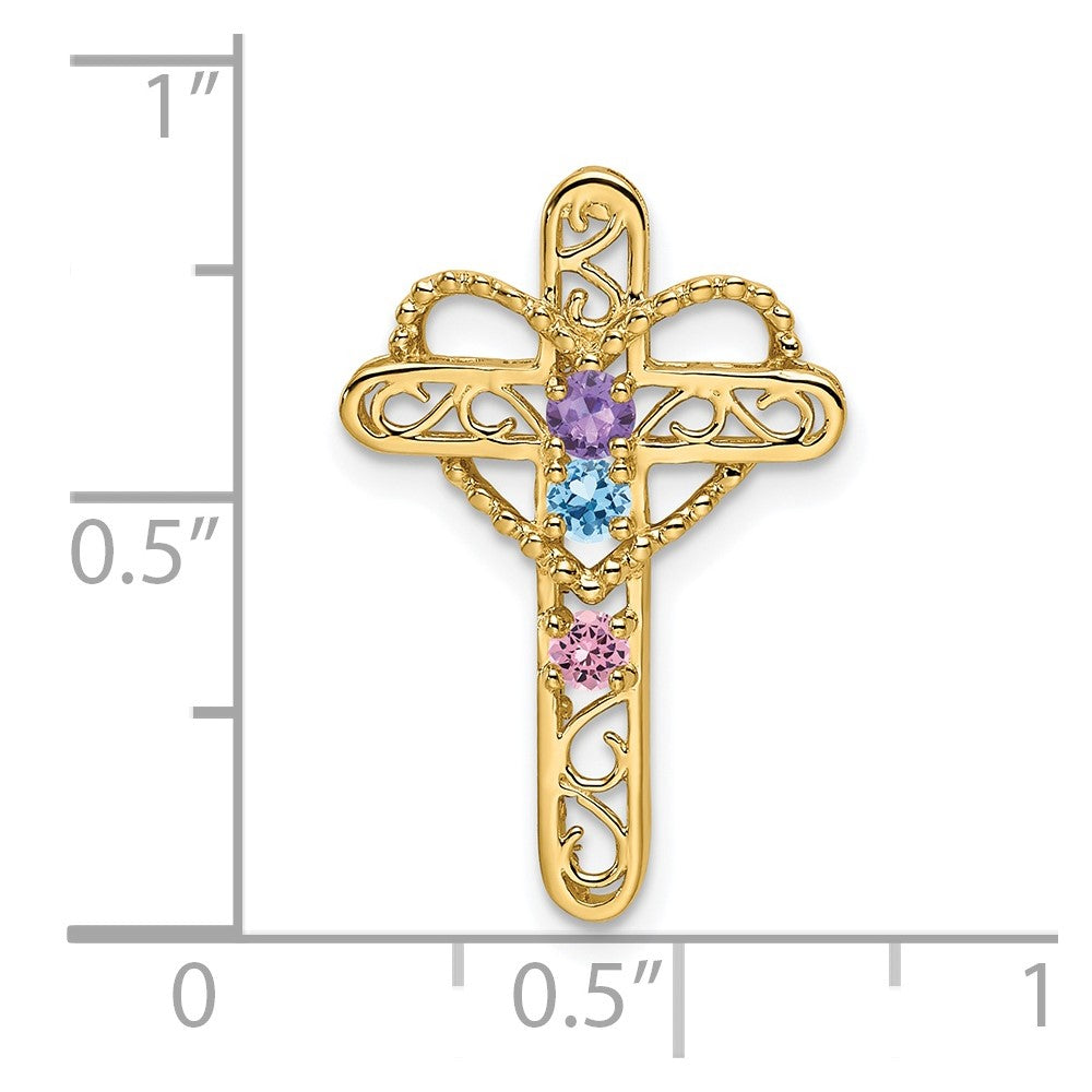 14K Yellow Gold Synthetic Diamond Family Jewelry Pendant