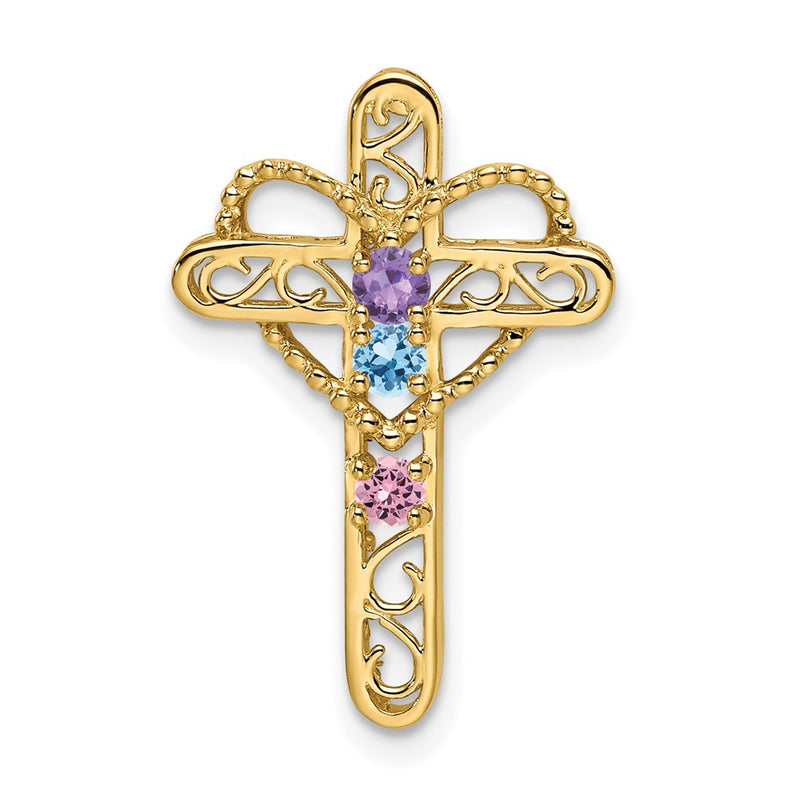14K Yellow Gold Synthetic Diamond Family Jewelry Pendant