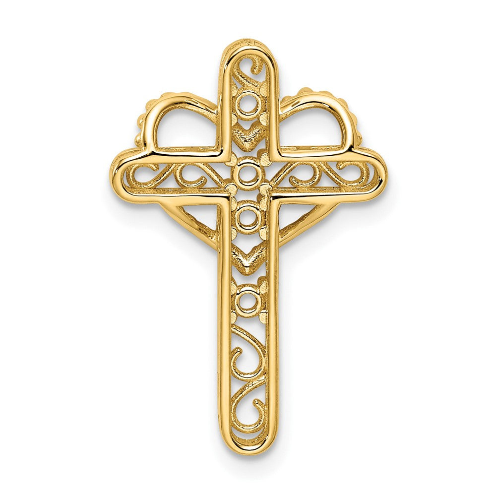 14K Yellow Gold Genuine 4 Stone Mother's Cross Pendant
