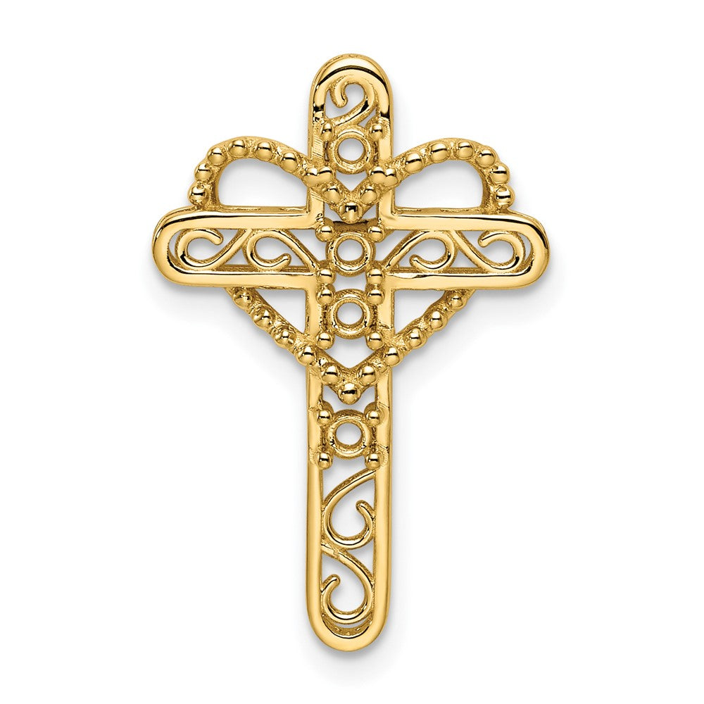 14K Yellow Gold Genuine 4 Stone Mother's Cross Pendant