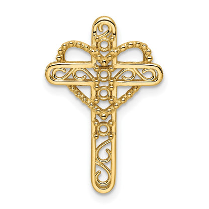 14K Yellow Gold Genuine 4 Stone Mother's Cross Pendant