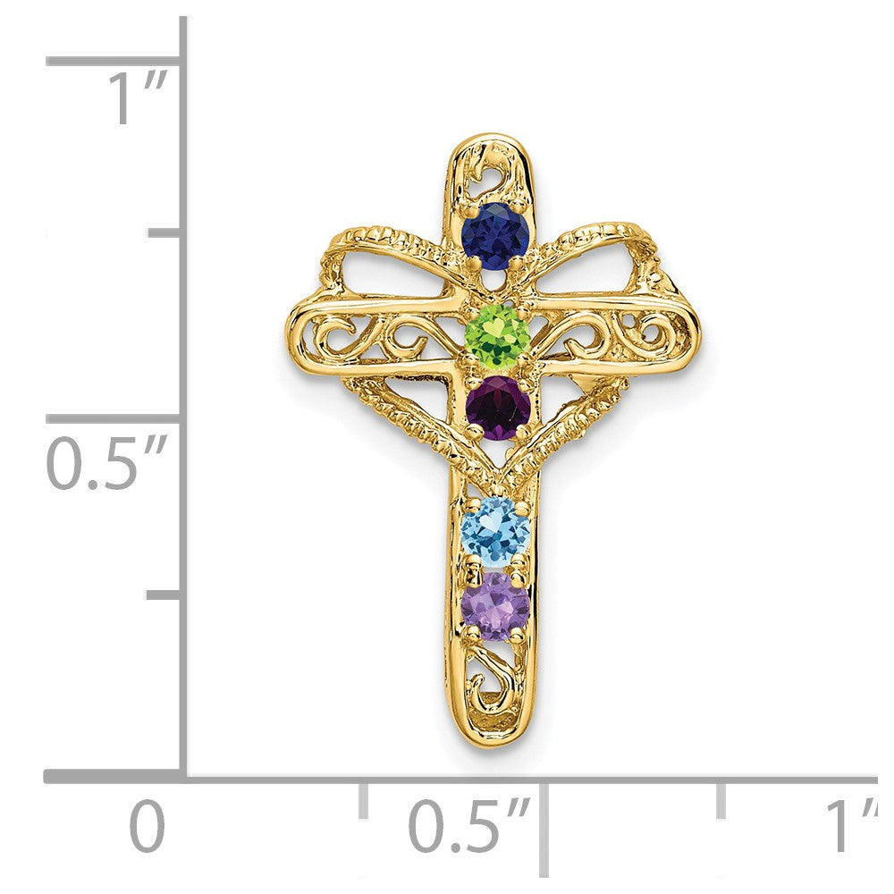 14K Yellow Gold Synthetic Diamond Family Jewelry Pendant