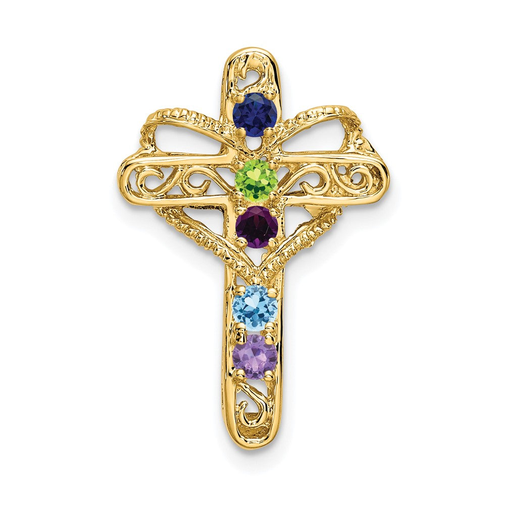 14K Yellow Gold Synthetic Diamond Family Jewelry Pendant