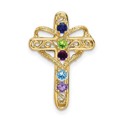 14K Yellow Gold Synthetic Diamond Family Jewelry Pendant