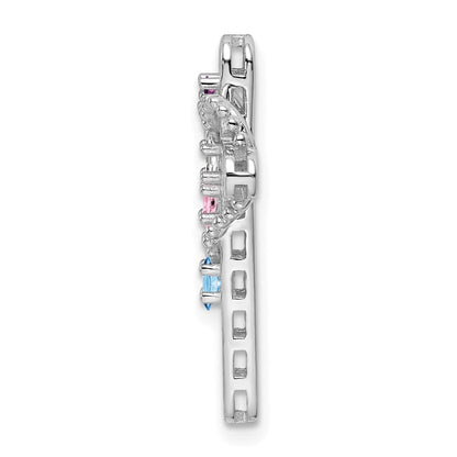 14k White Gold Genuine Mother's Cross Pendant