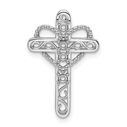 14k White Gold Genuine Mother's Cross Pendant