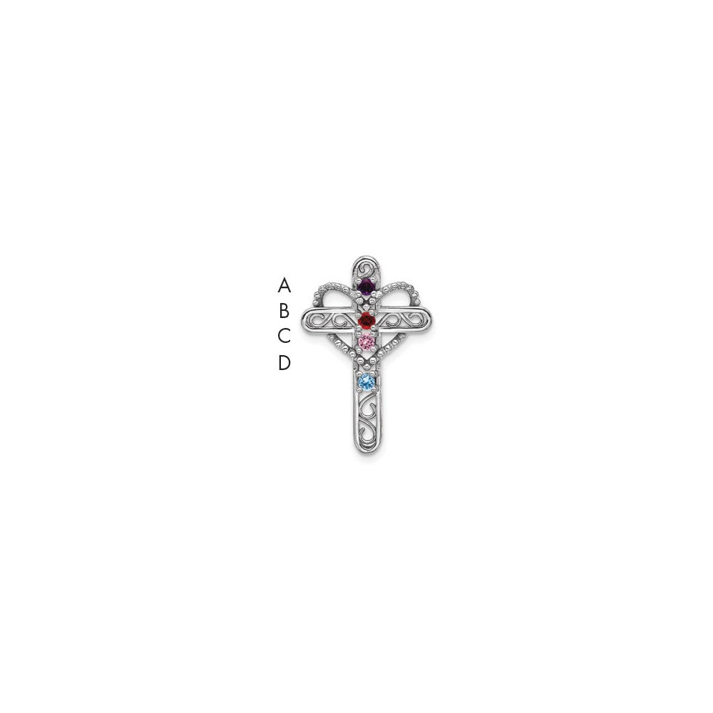 14k White Gold Genuine Mother's Cross Pendant