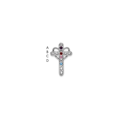 14k White Gold Genuine Mother's Cross Pendant