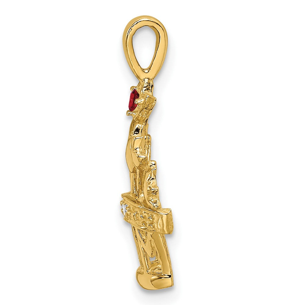 14K Yellow Gold 2mm Synthetic Diamond Family Jewelry Pendant