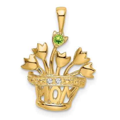 14k Genuine AAA Diamond Mother's Pendant