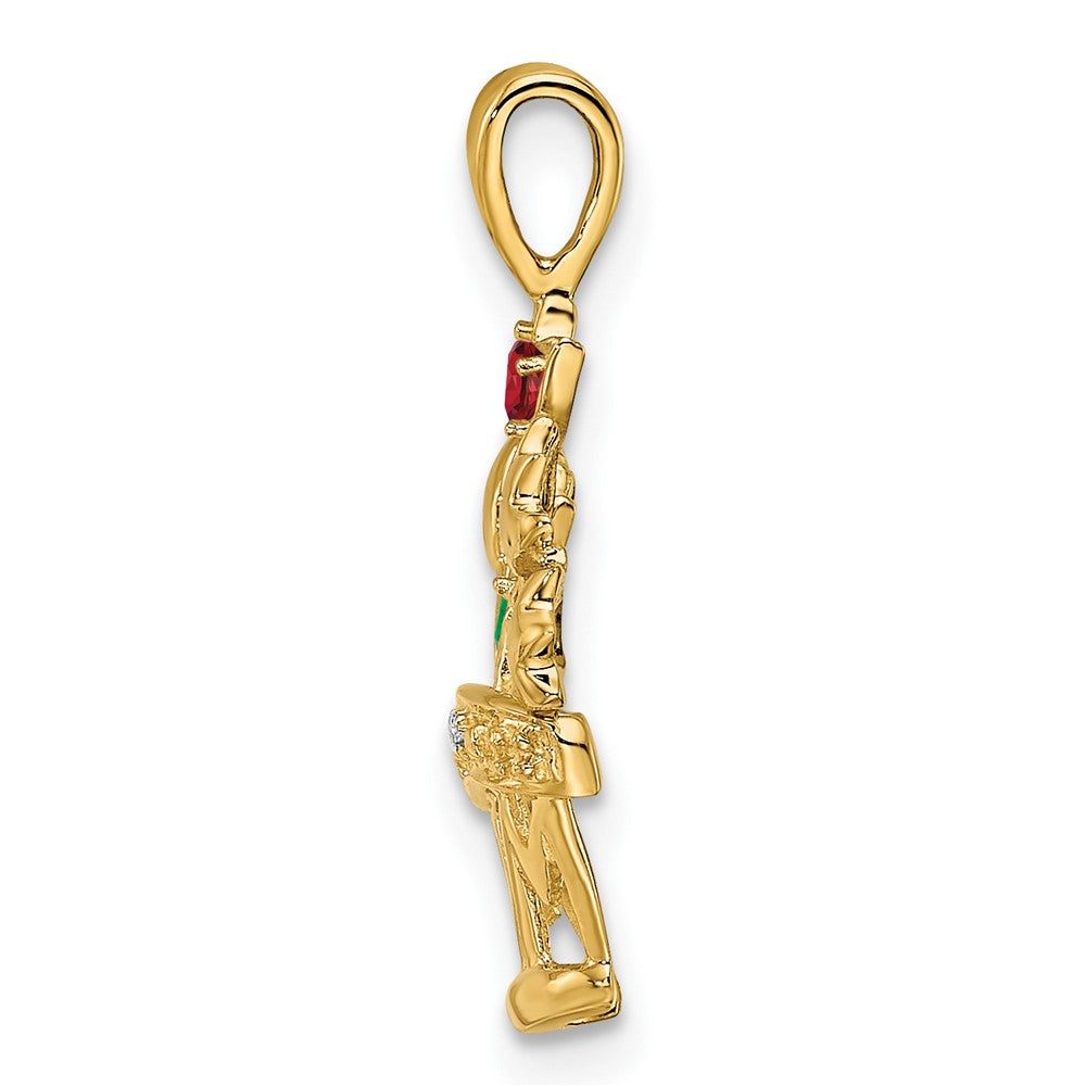 14K Yellow Gold Genuine Diamond Mother's Pendant