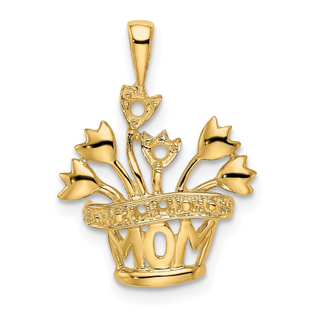 14K Yellow Gold Genuine Diamond Mother's Pendant