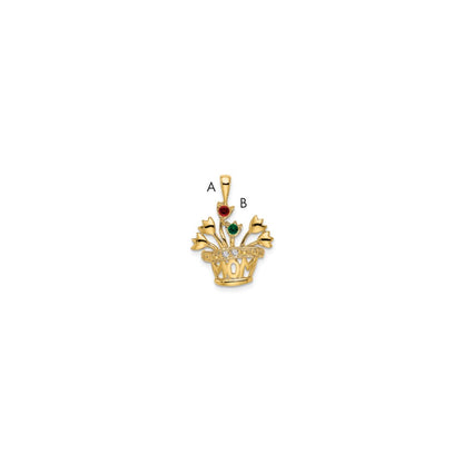 14K Yellow Gold Genuine Diamond Mother's Pendant