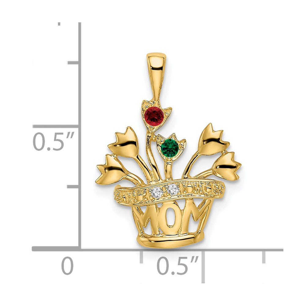 14K Yellow Gold Genuine Diamond Mother's Pendant