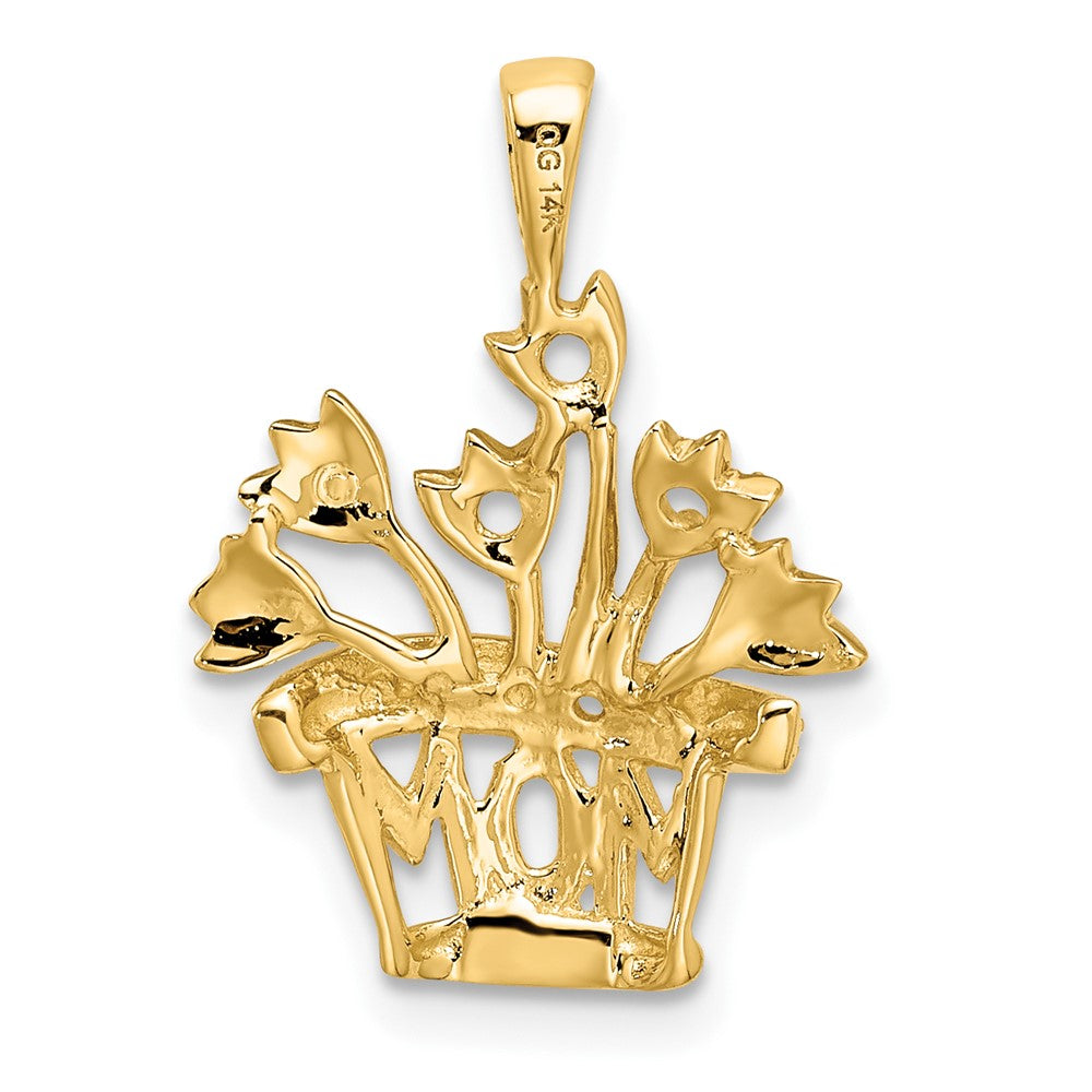 14K Yellow Gold Genuine Diamond Mother's Pendant