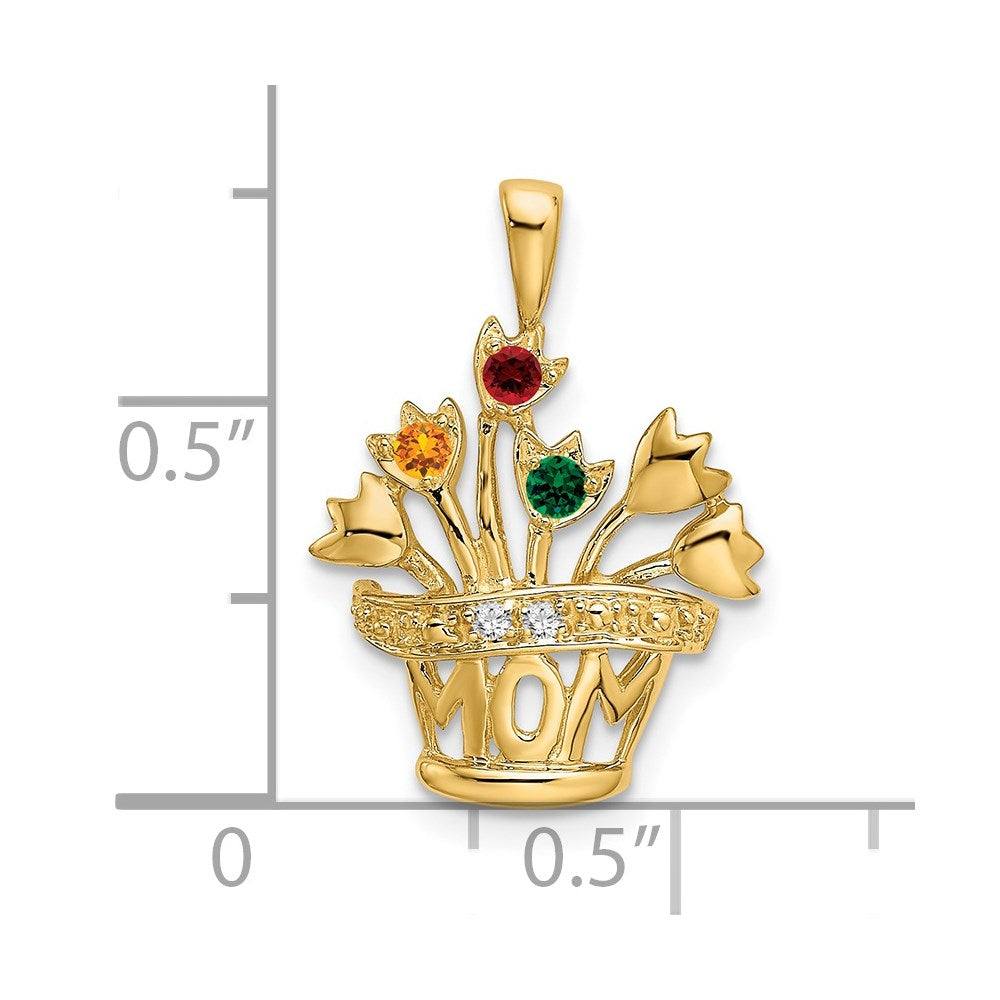 14K Yellow Gold 2mm Synthetic Diamond Family Jewelry Pendant