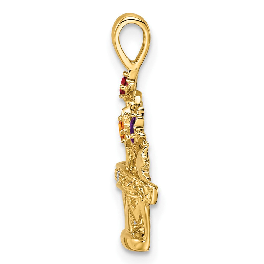 14K Yellow Gold 2mm Synthetic Diamond Family Jewelry Pendant