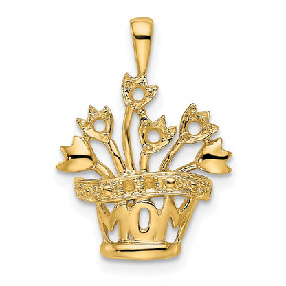 14K Yellow Gold 2mm Synthetic Diamond Family Jewelry Pendant