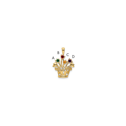 14K Yellow Gold Genuine Diamond Mother's Pendant