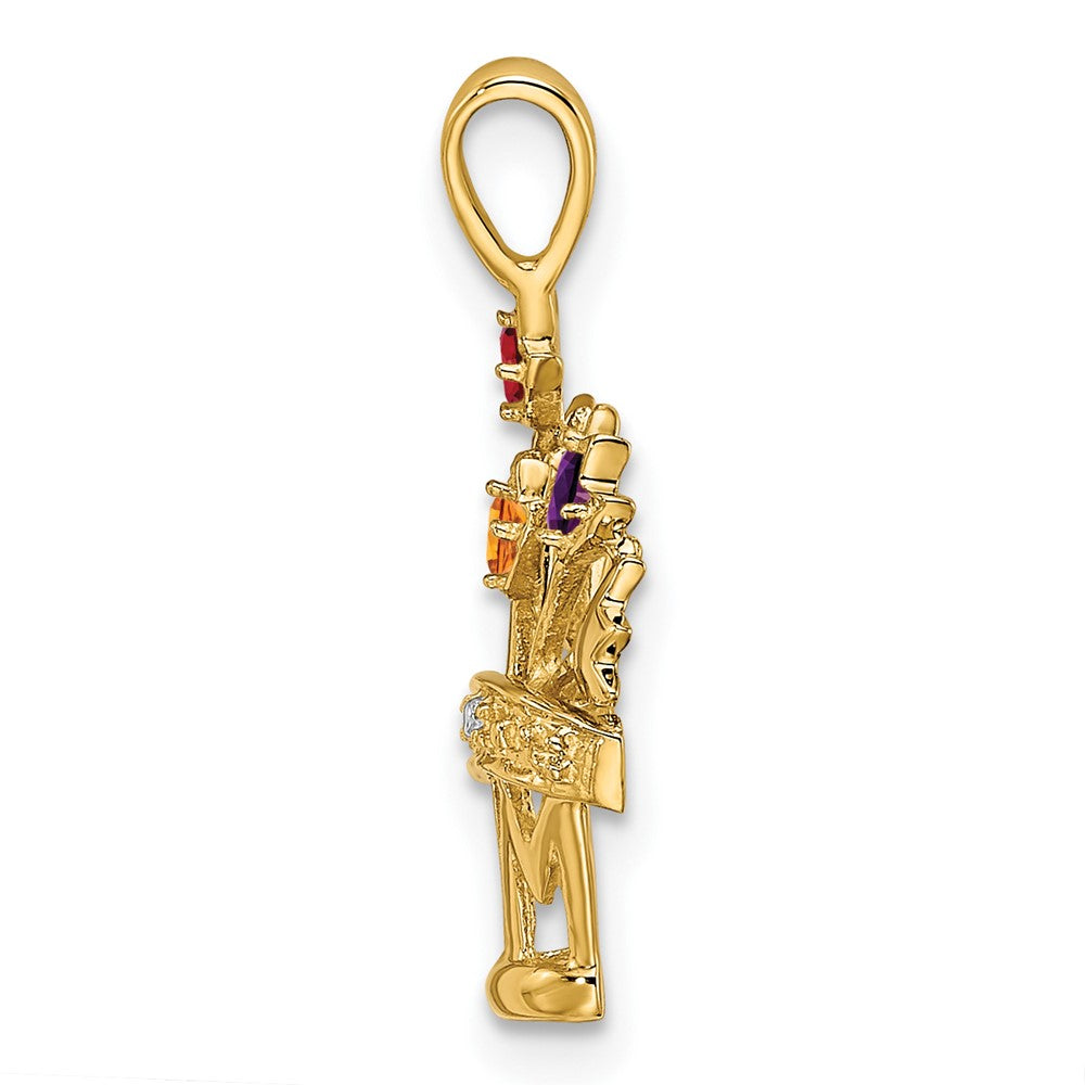 14K Yellow Gold 2mm Synthetic Diamond Family Jewelry Pendant