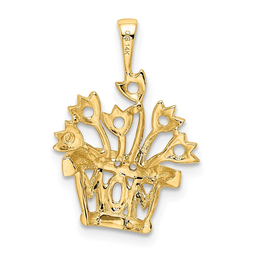14K Yellow Gold Genuine Diamond Mother's Pendant