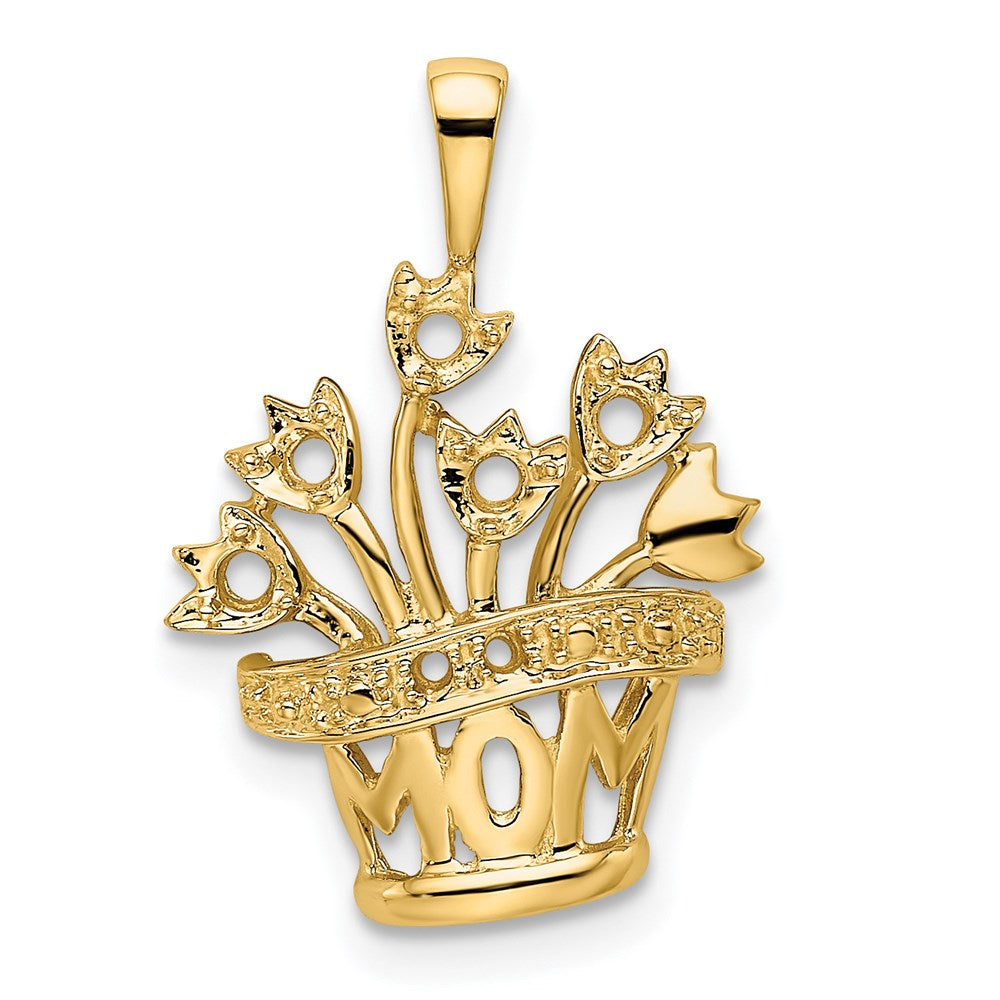 14K Yellow Gold 2mm Synthetic Diamond Family Jewelry Pendant