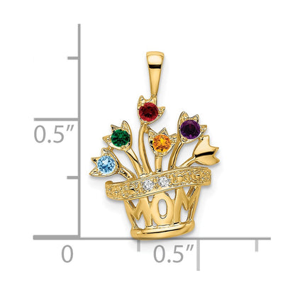 14K Yellow Gold 2mm Synthetic Diamond Family Jewelry Pendant