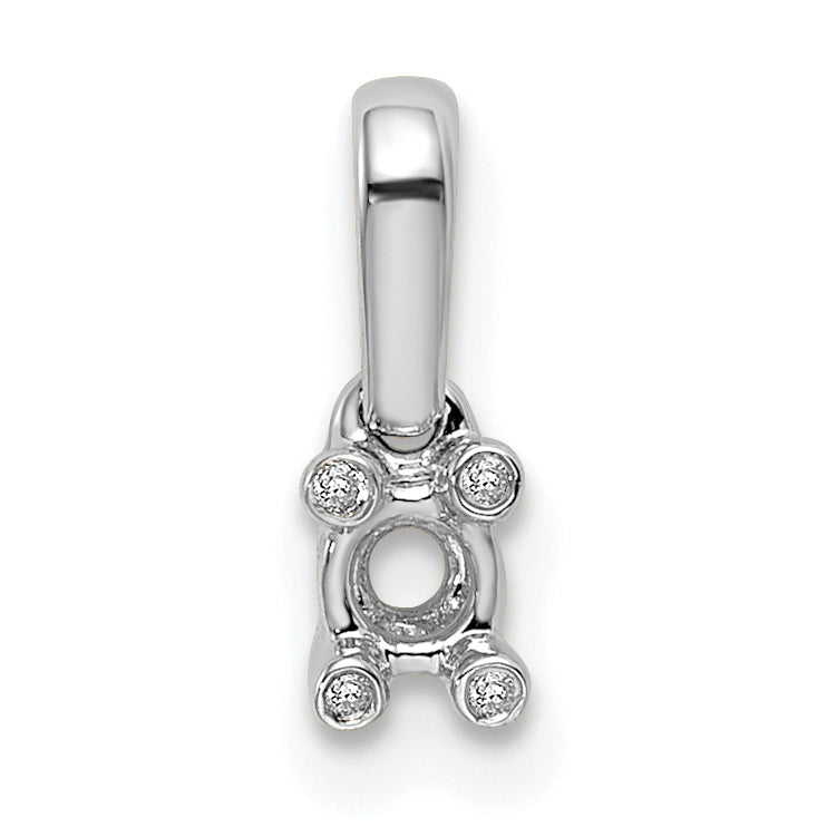 14k White Gold Family Jewelry Diamond Semi-Set Pendant