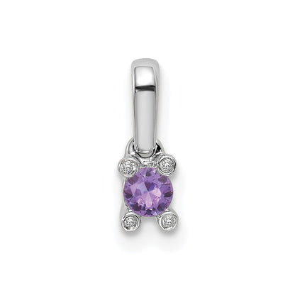 14K White Gold Family Jewelry Synthetic Stone & Diamond Set Pendant