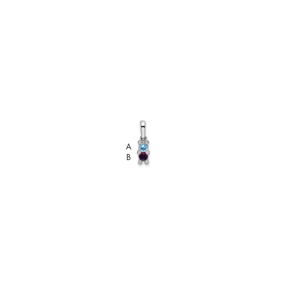 14K White Gold Family Jewelry Genuine Stone & Diamond Set Pendant