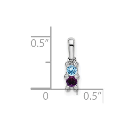 14K White Gold Family Jewelry Genuine Stone & Diamond Set Pendant