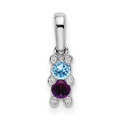 14K White Gold Family Jewelry Genuine Stone & Diamond Set Pendant