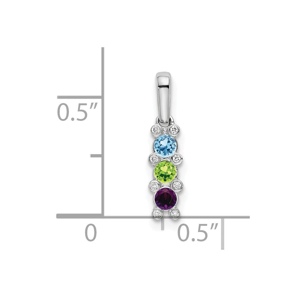 14K White Gold Family Jewelry Genuine Stone & Diamond Set Pendant