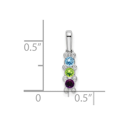 14K White Gold Family Jewelry Genuine Stone & Diamond Set Pendant