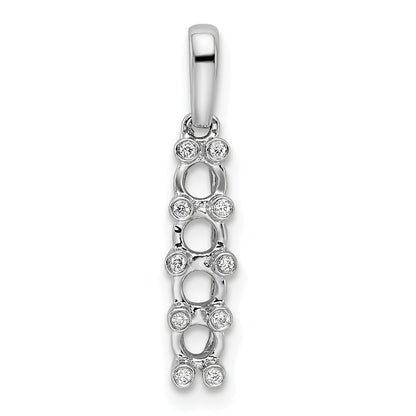14K White Gold Family Jewelry Synthetic Stone & Diamond Set Pendant