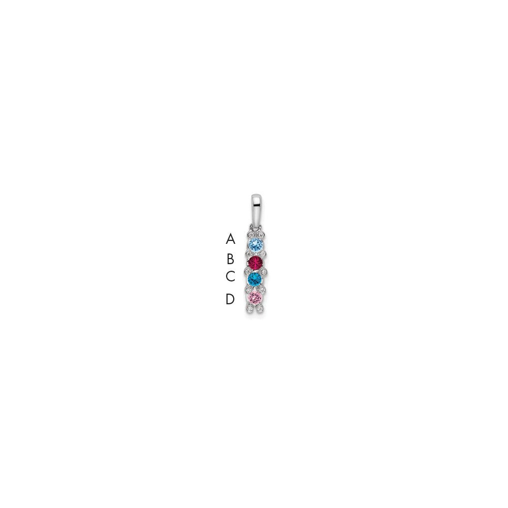14K White Gold Family Jewelry Synthetic Stone & Diamond Set Pendant