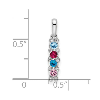 14K White Gold Family Jewelry Genuine Stone & Diamond Set Pendant