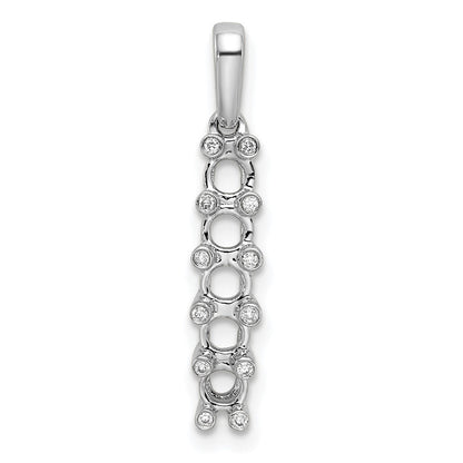 14K White Gold Family Jewelry Synthetic Stone & Diamond Set Pendant