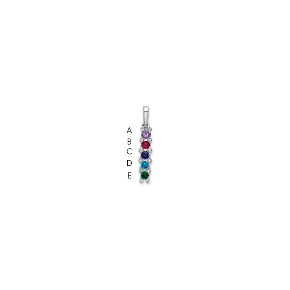 14K White Gold Family Jewelry Genuine Stone & Diamond Set Pendant