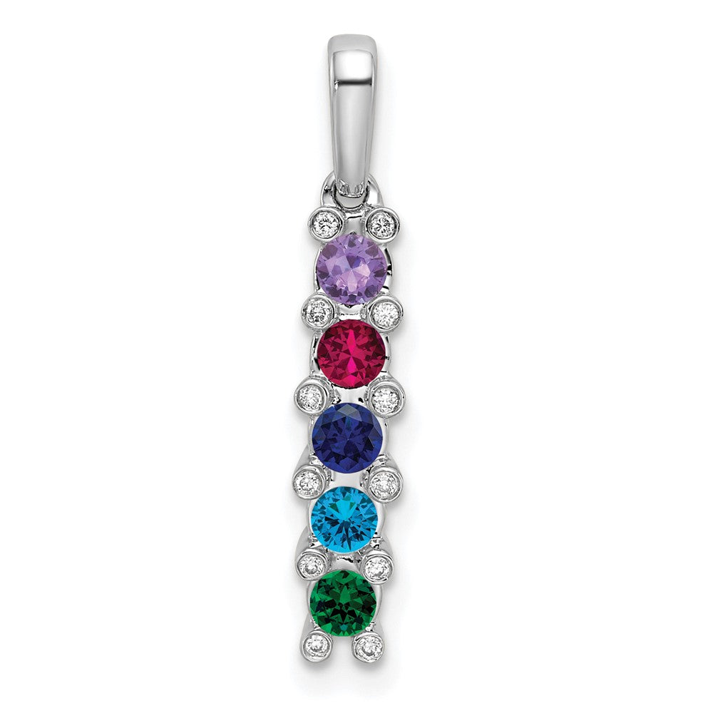 14K White Gold Family Jewelry Genuine Stone & Diamond Set Pendant